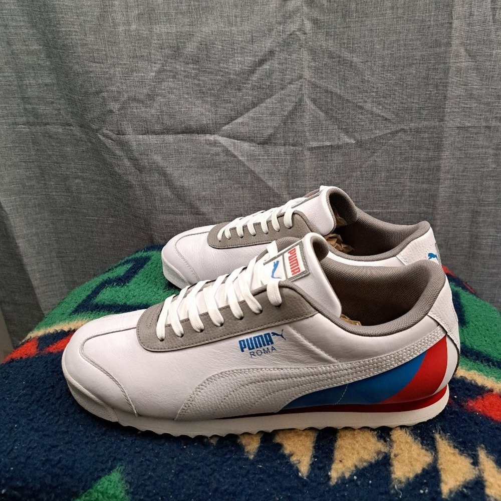 %Men's Puma Roma Retro White/Red-Indigo Size 12 (371514 01) A 47